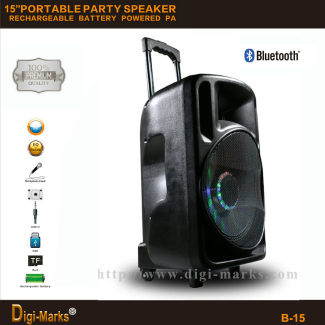 2600W Popular Bluetooth Wireless Active DJ Portable Rechargeable Battery Speaker