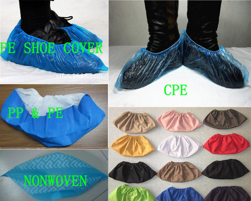 Disposable Nonwoven PP/PE/CPE Waterproof Shoe Cover Stock Kxt-Sc09