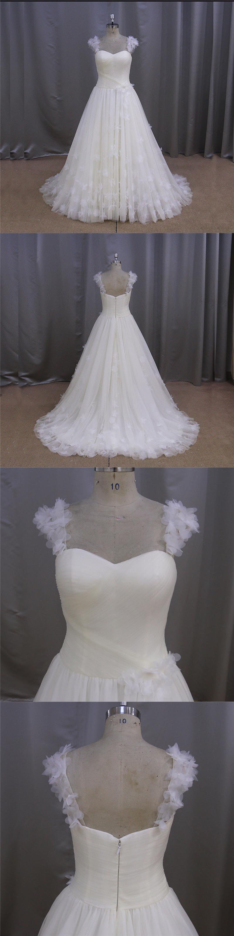 Handmade Flowers Casual Vintage Bridal Wedding Dresses