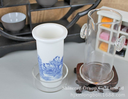 China Style Cup Ceramic Filter Gift Cup Borosilicate Glass Cup