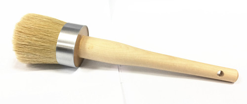 Natural White Bristle Round Brush with Plain Birch Handle