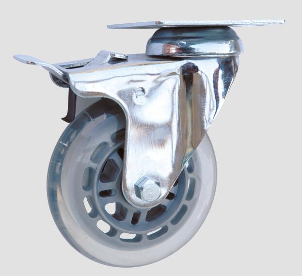 Industrial Caster Flat Transparent Caster with Whole Brake