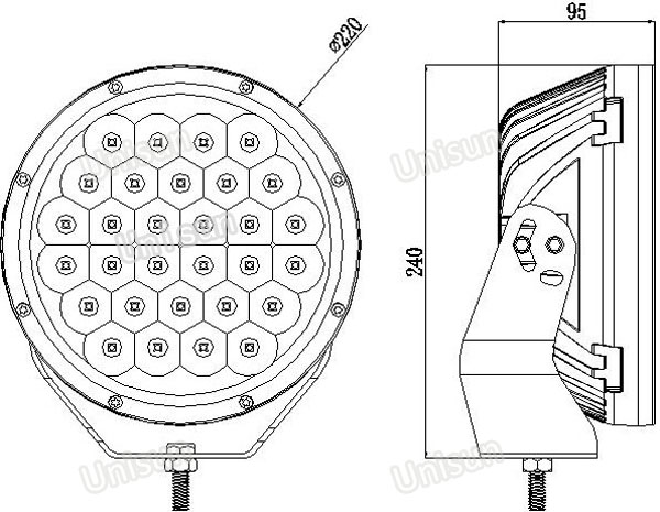 220mm 12V-24V 225W CREE LED Spot Light