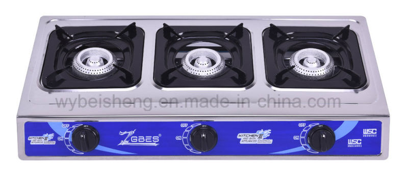 Portable Gas Cooker, Stainless Steel, Three Burners