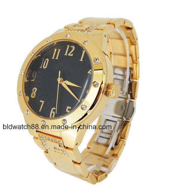 OEM Gold Brass Wrist Watches Women with Crystals