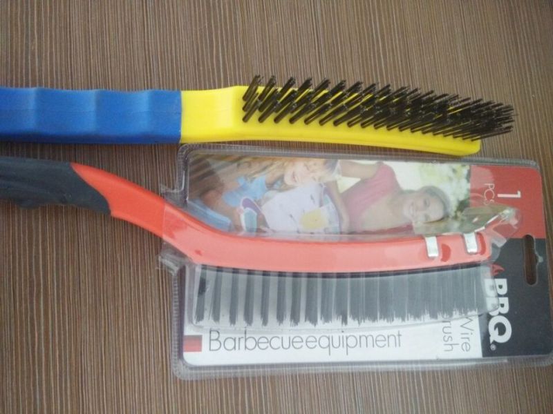 Double Colour Plastic Handle Steel Wire Barbecue Brush (YY-502)