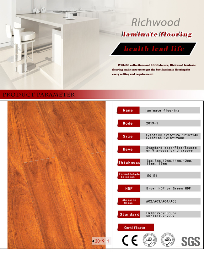 12.3mm E1 HDF AC4 Pearl Oak Water Resistant Laminated Wooden Laminate Wood Flooring