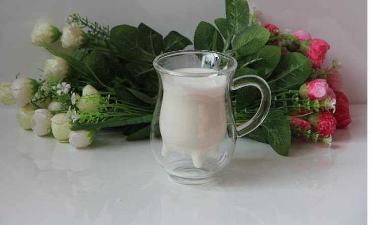 OEM Logo Heat Resistant Double Wall High Borosilcate Milk Mug Milk Cup