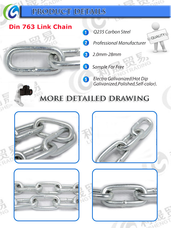 DIN763 Welded Mild Steel Long Link Chain