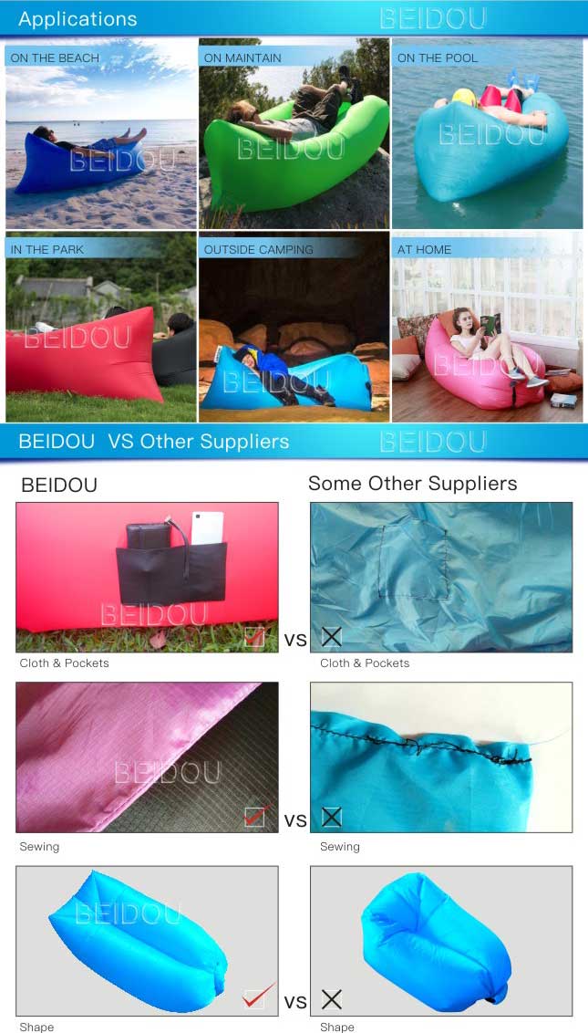 DIY Nylon Inflatable Laybag Sofa Lazy Sleeping Bags Air Bed