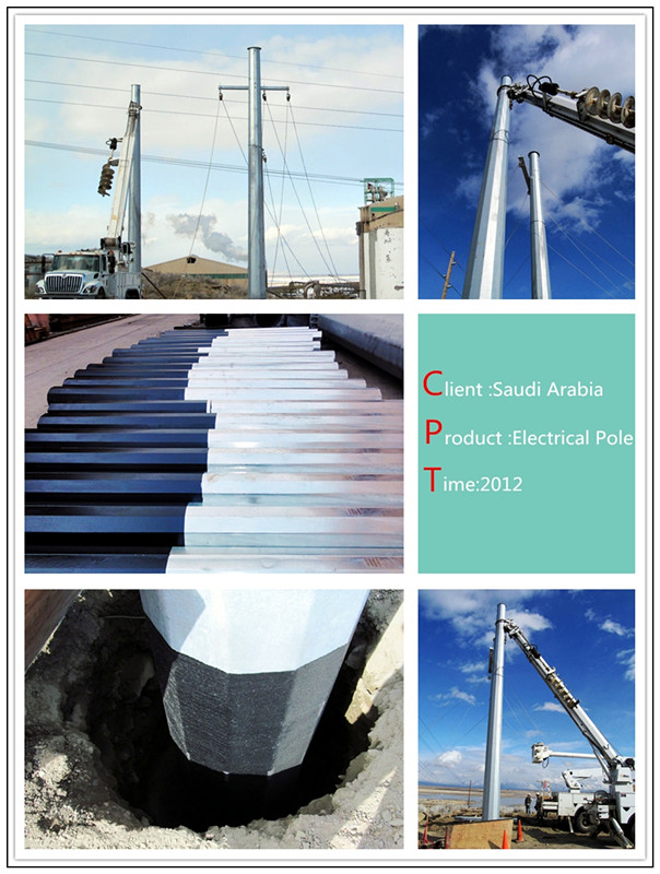 10m 5kn Steel Galvanized Electric Pole for Ghana Distribution Line
