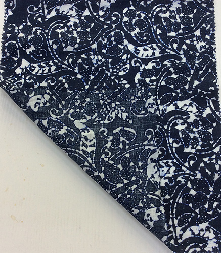 100%Linen Navy Paisley Design Printed Garment/ Home Textiles Fabric