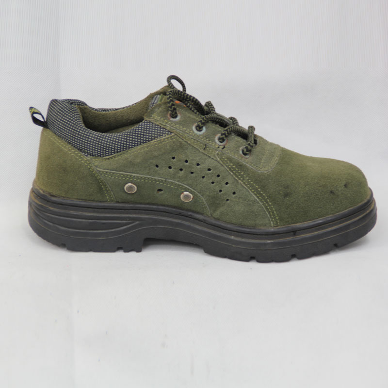 Green Genuine Leather Work Safety Shoes