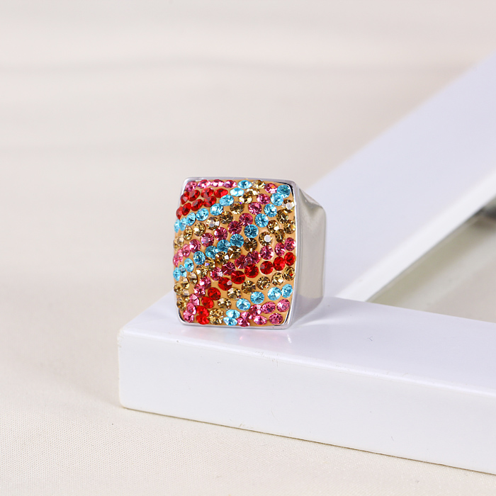 Xuping Colourful Luxury Zircon White Gold Ring