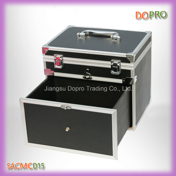 Black Handle Style Locking Aluminum Carrying Case for Nail Polish (SACMC015)