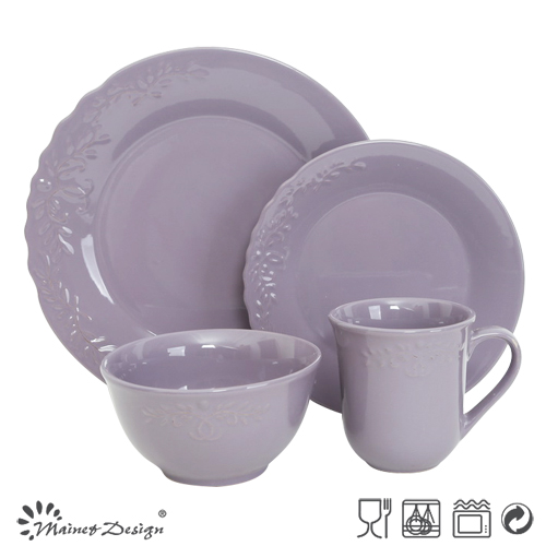 Elegant with Embossed Different Colorful Stoneware Dinner Set