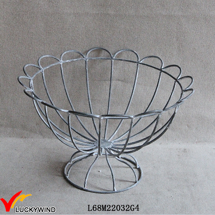 French Vintage Wirework Urn Decorative Metal Wire Basket