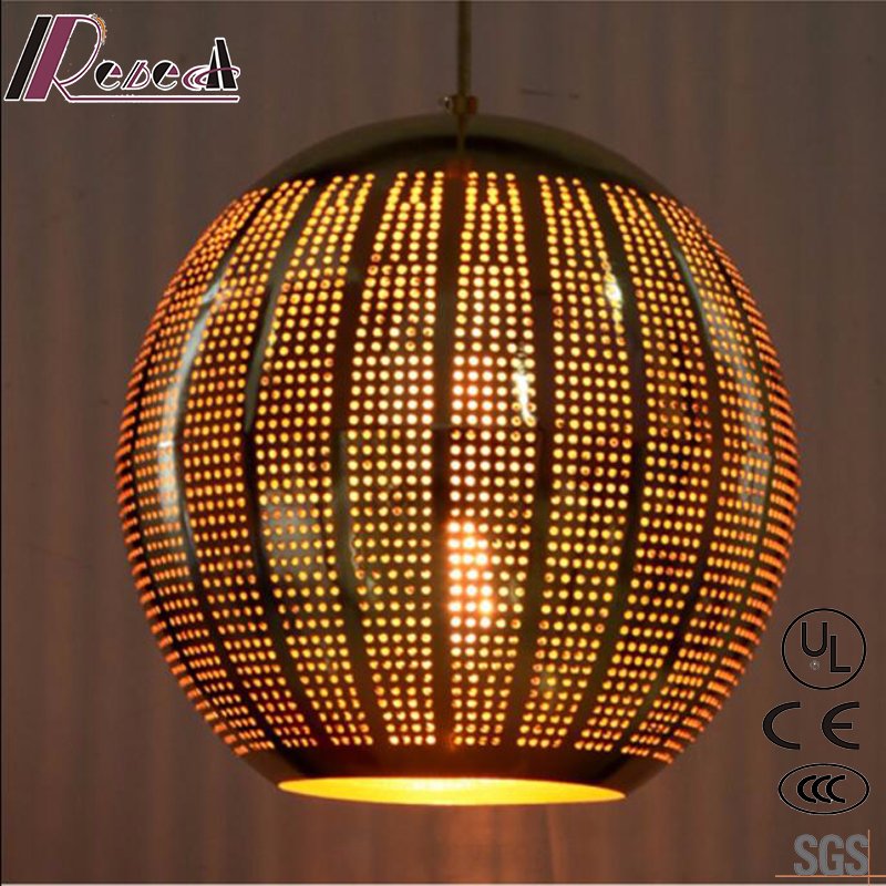 Round Metal Black Hollow Pendant Light with Dining Room