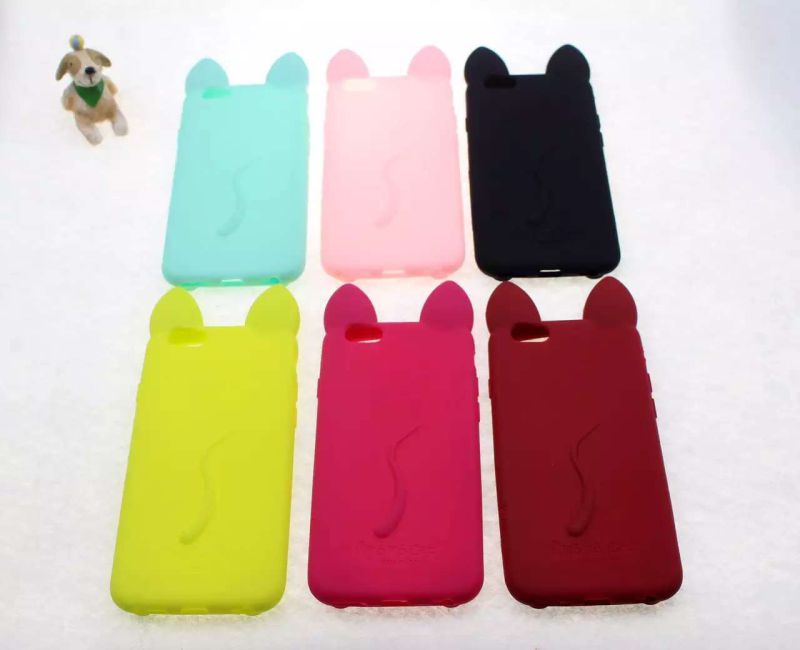 Lovely Cat Ear Silicone Phone Case for iPhone 5/6/7/Plus