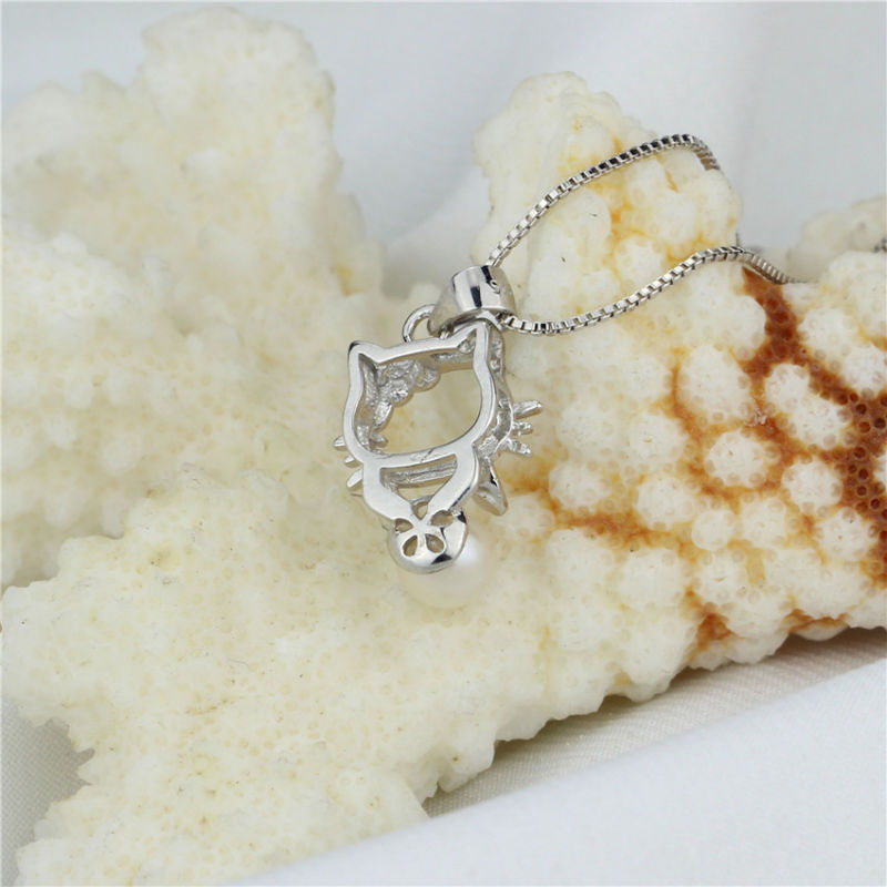 Snh Cat Shape 6mm Round Shape Nice Animal Print Pearl Pendant