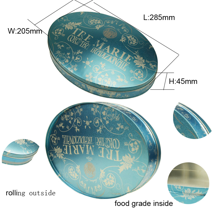 Big Size Oval Shaped Cookie Tin Box Can for Christmas Holiday-JY-WD-2015112106