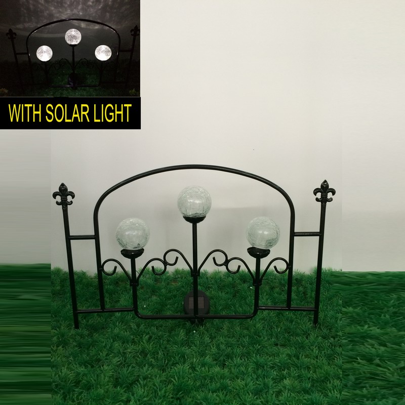 3 Glass Ball Solar Lights Metal Garden Decoration Fence Craft