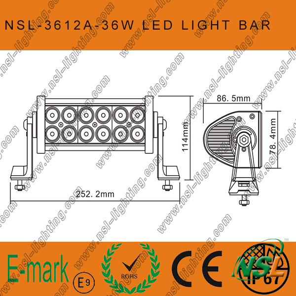 13.5'' 36W 12LED Offroad Light Bars for Truck Boat Hight Brighness IP67 LED Work Light Bar