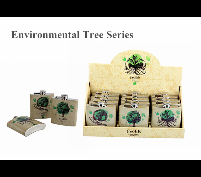 Environmental Tree Design Series Wine Hip Flask Set for Gift