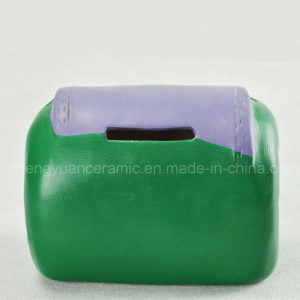 Creative Hand Painted Green Handbag Piggy Bank Ceramic