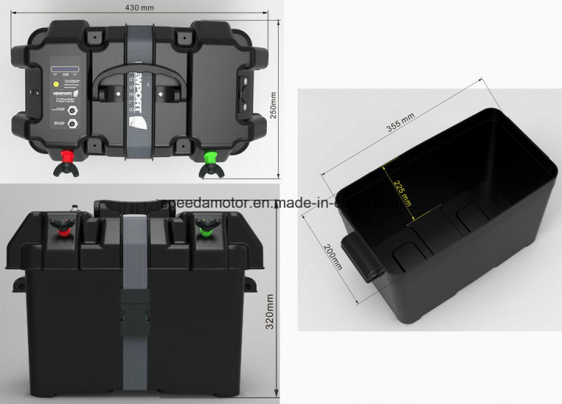 Black Smart Battery Box for Automotive, Marine, RV Batteries