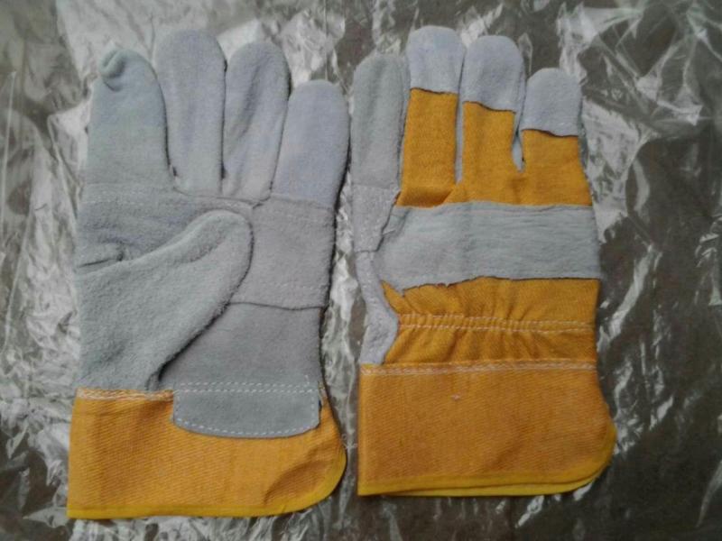 Cow Split Leather Patched Palm Drill Cotton Back Work Glove