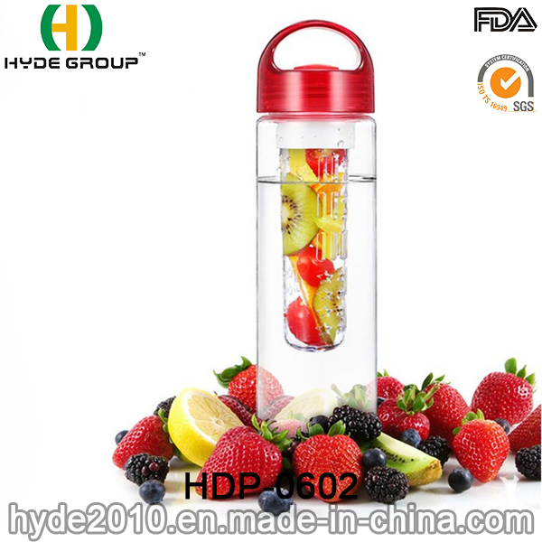 Red Colorful BPA Free Plastic Fruit Infuser Water Bottle, Customized Plastic Water Bottle (HDP-0602)