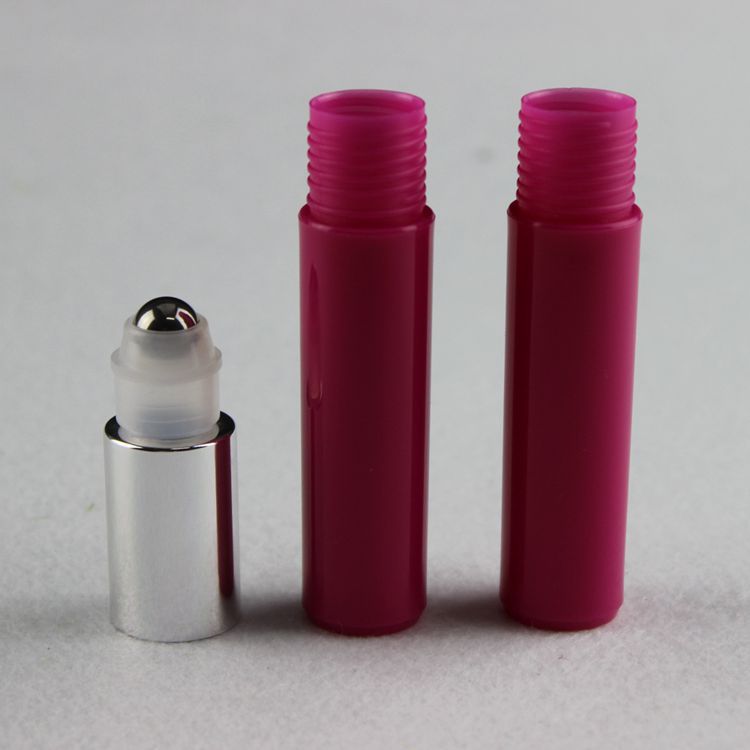 8ml Red Roller Bottle Plastic Bottle with One Steel Roller and Aluminum Cap