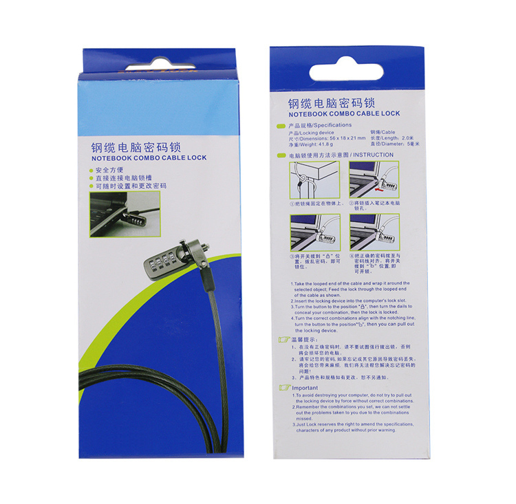 Yf21067c Notebook Combo Cable Lock 2meters Long