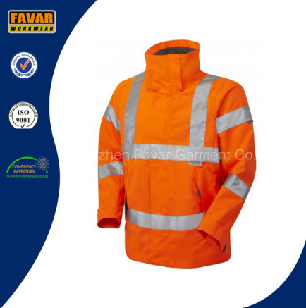 Hi Vis Reflective Safety Breathable Waterproof Jacket in Yellow/Orange