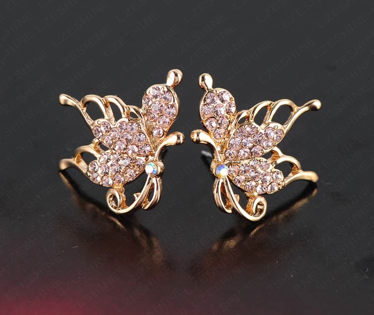 New Gold Plated Butterfly Stud Earrings (ER0075-C)