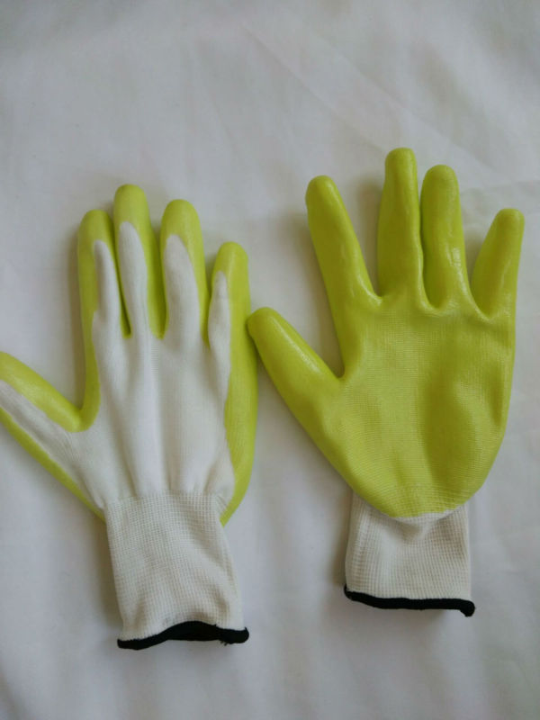 13G Polyester Shell Nitrile Coated Safety Work Gloves (N6017)