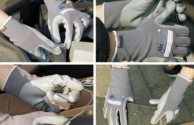 Nmsafety Nylon Palm Coated Grey Nitrile Hand Work Glove