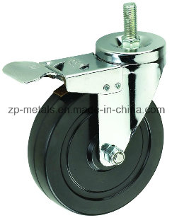 4 Inch Black Rubber Thread Caster Wheels with Brake