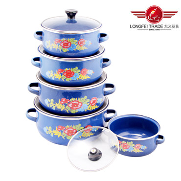 5PCS Enamel Casserole Pot with Decal