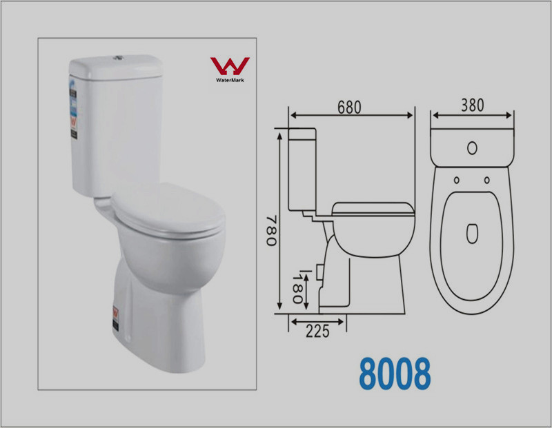 Ceramic Sanitary Ware Washdown Two-Piece Closet with Watermark (A-8008)