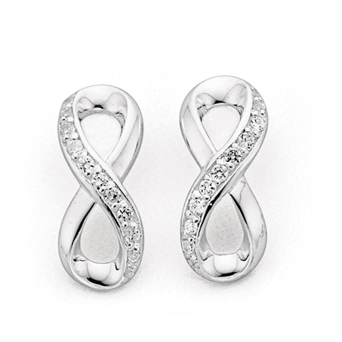 Sterling Silver Cubic Zirconia Infinity Earrings