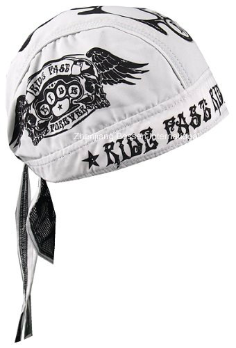 OEM Produce Customized Logo Printed Cotton Skull Biker Cap Bandana Headwrap