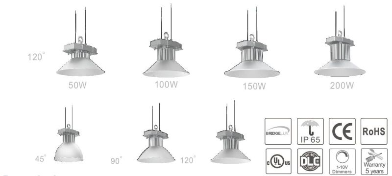 200 W LED Industrial High Bay Lighting, Best LED Industrial High Bay Light with UL Dlc Ce RoHS