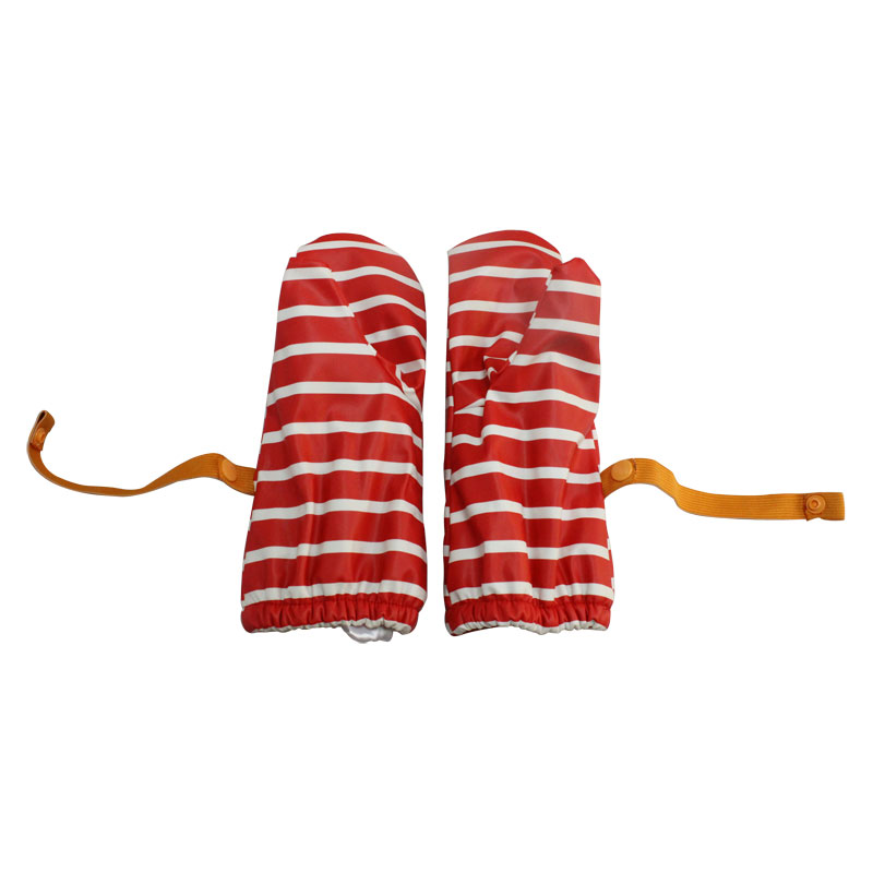 Stripe Red PU Waterproof Rain Mitten/Rain Glove/Raincoat with Buttom for Baby/Chilid