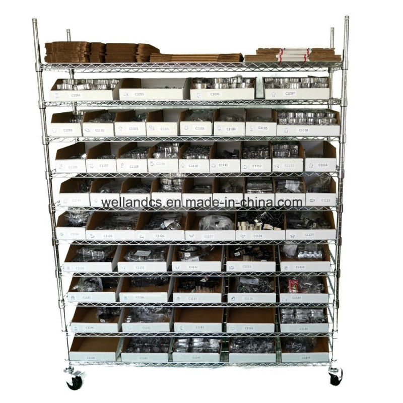 800lbs Chrome Metal Wire Shelving Display Rack for Warehouse Storage