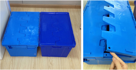 Plastic Turnover Storage Box with Hinged Lids