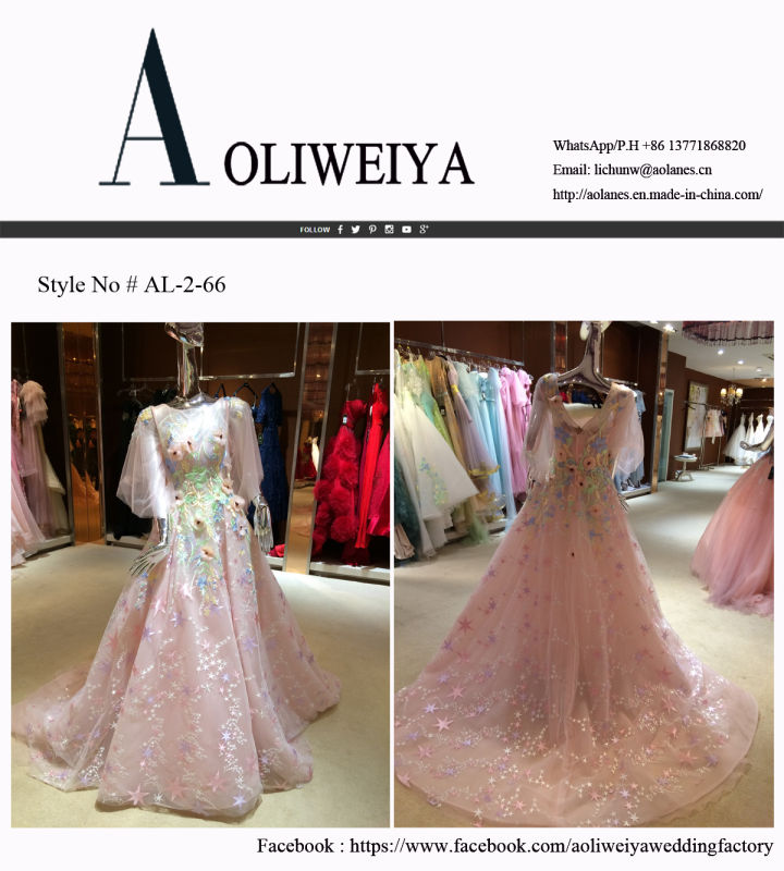 Delicate High Quality Pink Real Sample Organza Wedding Dress