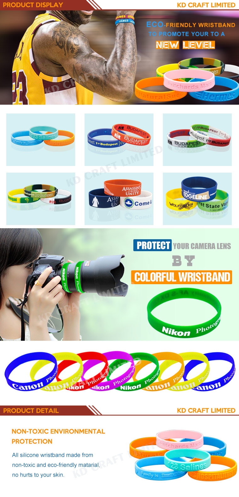 Wholesale Promotional Special Size Button Silicone Wristbands in 3D Screen Printed for Gift