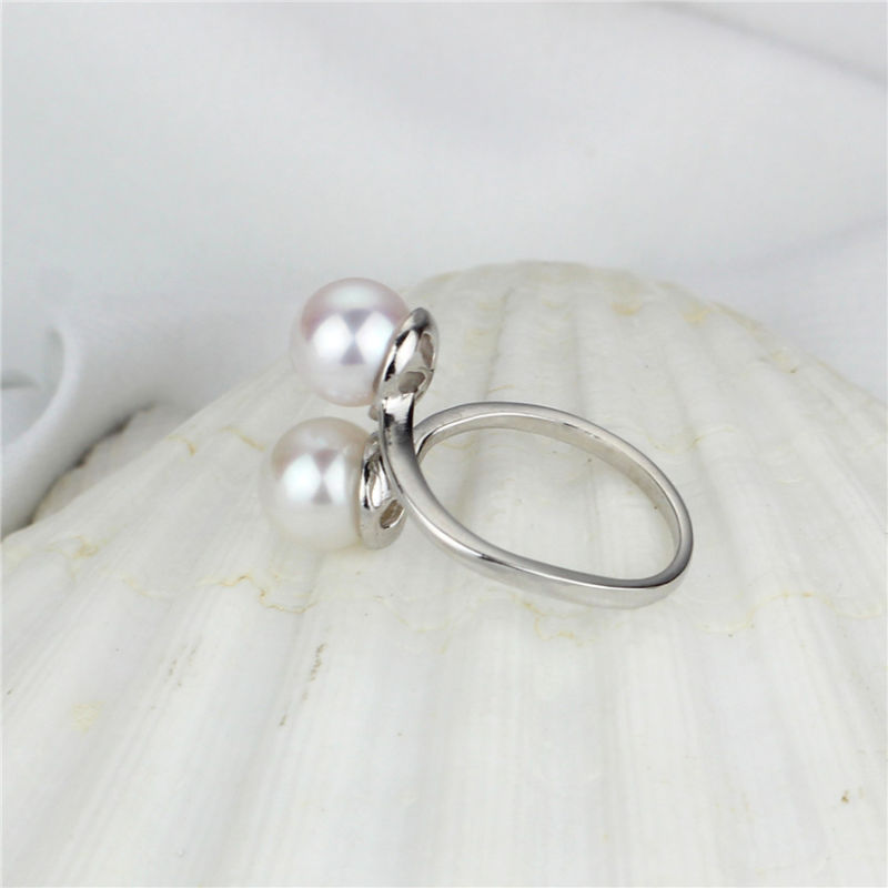 Double Button Genuine Pearl Jewelry Ring